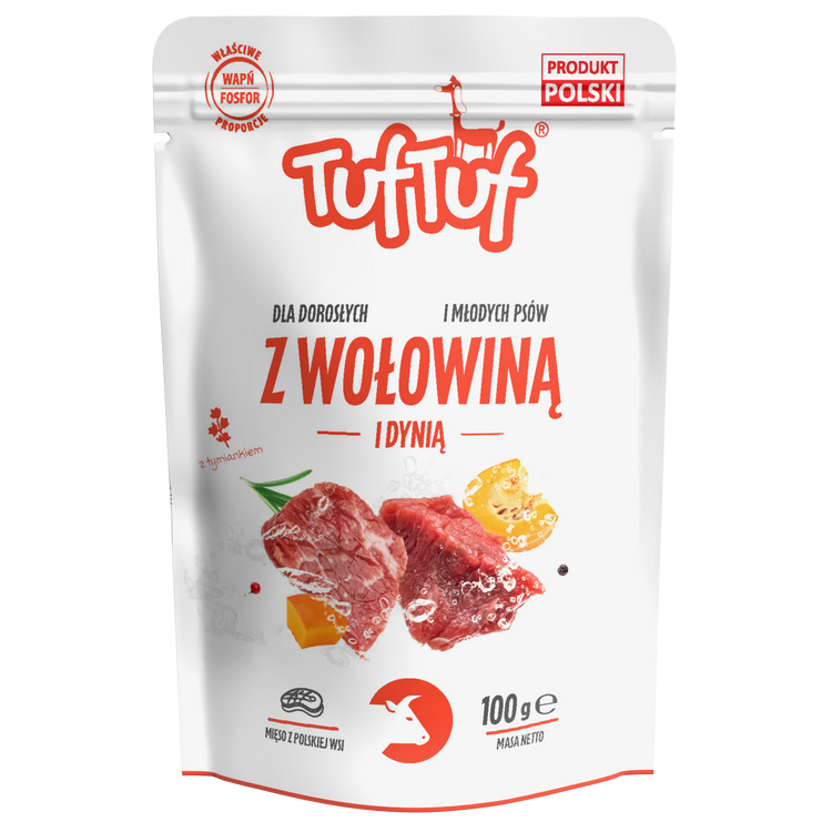 TUF TUF Câine - Plic Hrană Umedă cu Vită și Dovleac 300g