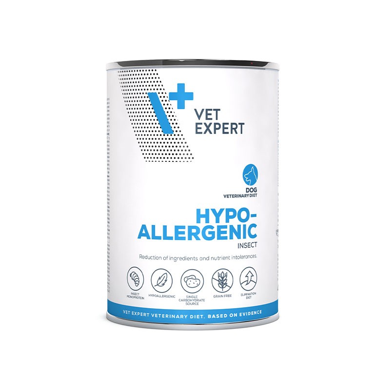 Dieta veterinară umedă, pentru câini adulți, Vet Expert, Hypoallergenic Dog Insect, 400g