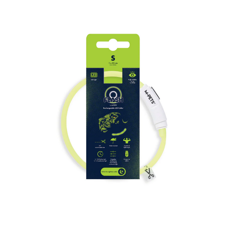 Zgardă LED reîncărcabilă pentru câini M-PETS FLASH Green 10855399 S