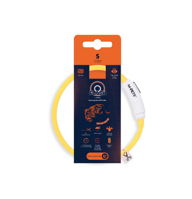Zgardă LED reîncărcabilă pentru câini M-PETS FLASH Orange10855499 S