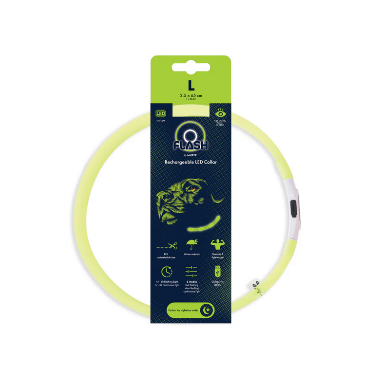 Zgardă LED reîncărcabilă pentru câini M-PETS FLASH Green 10855799 L