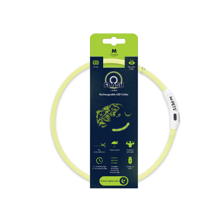 Zgardă LED reîncărcabilă pentru câini M-PETS FLASH Green 10855599 M
