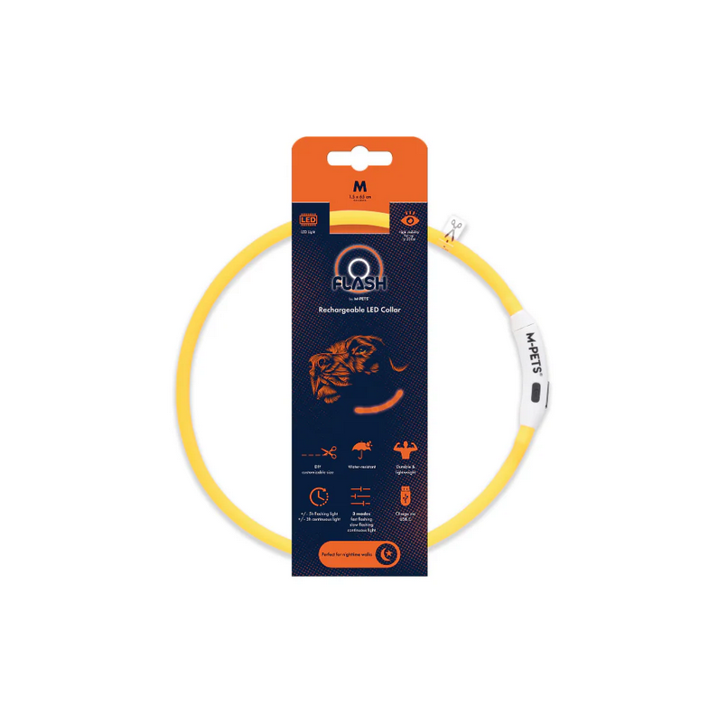 Zgardă LED reîncărcabilă pentru câini M-PETS FLASH Orange 10855699 M