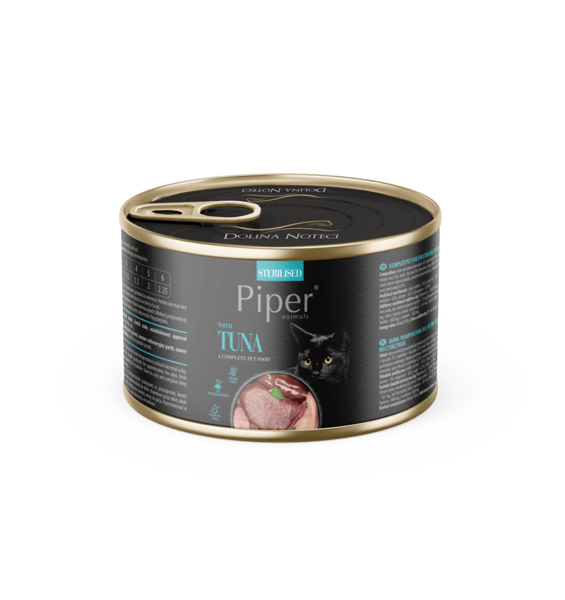 Hrana umeda PIPER CAT STERILISED, carne de ton, conserva, 185g