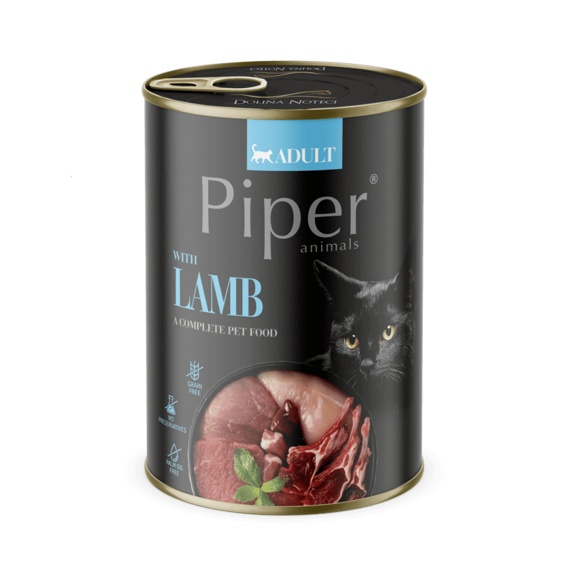 Hrana umeda pentru pisici PIPER CAT, miel, conserva 400g