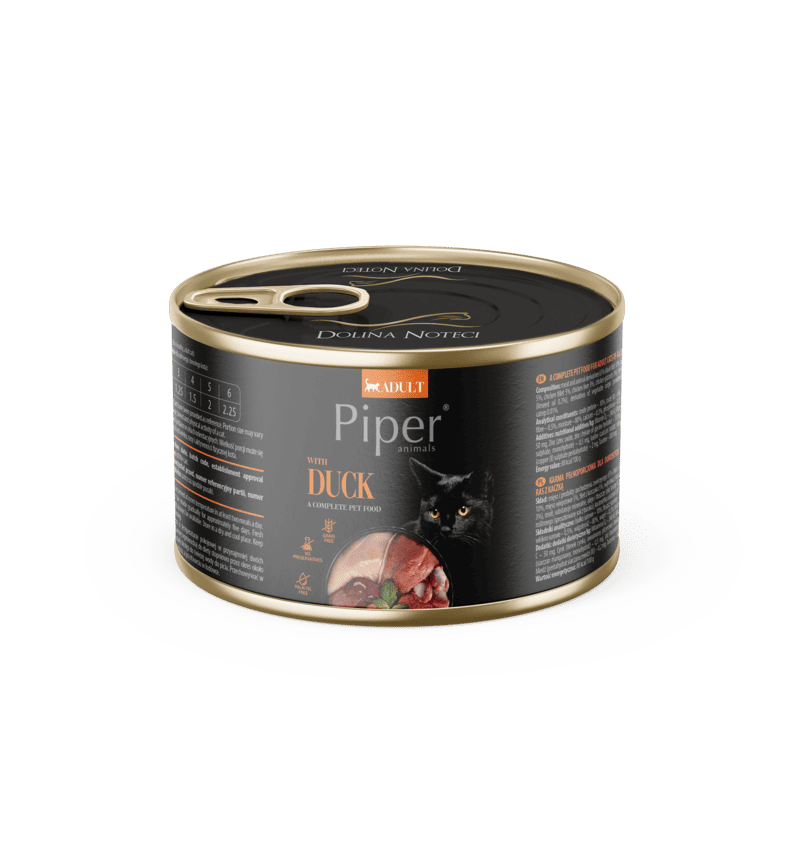 Hrana umeda pentru pisici PIPER CAT, rata, conserva 185g