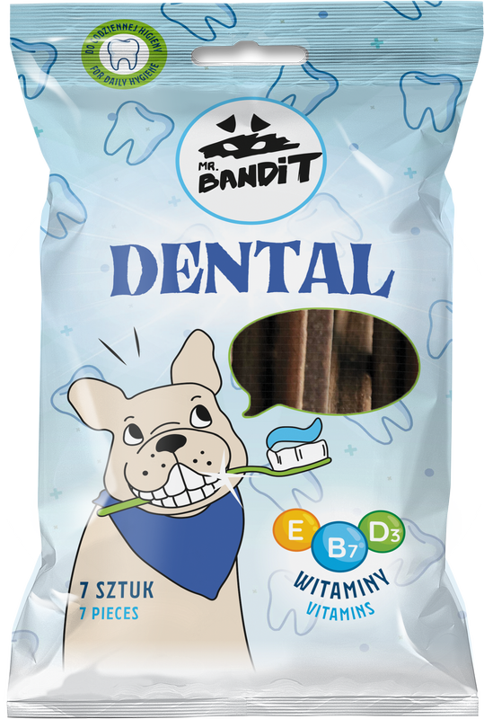 Recompense pentru caini Mr. Bandit DENTAL STICKS, 7 buc