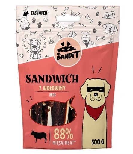 Recompense pentru caini Mr. Bandit SANDWICH, vita, 500 g