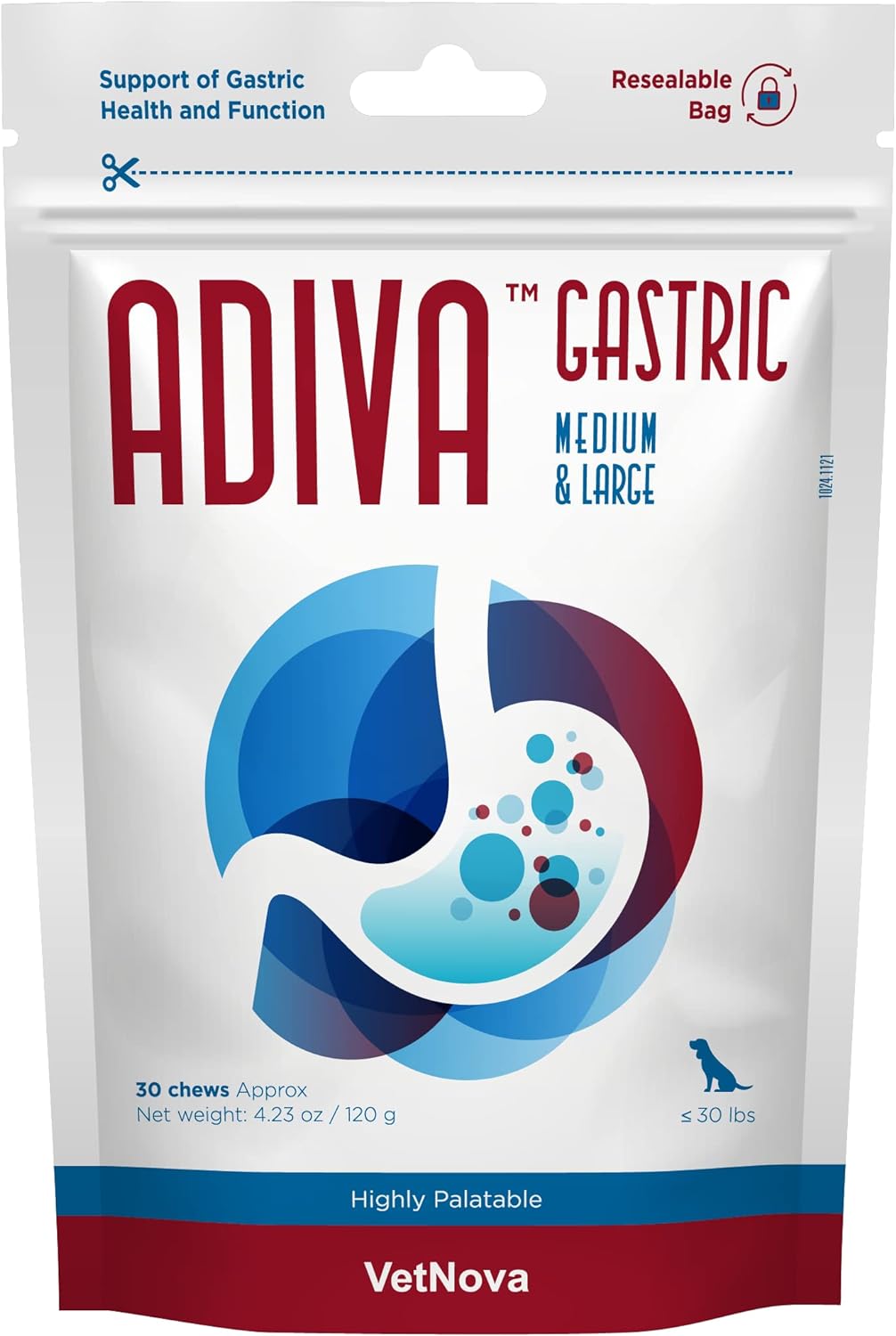 Hrana complementara, protectie gastrica completa, ADIVA® Gastric Chews Medium & Large, VetNova, 30 chews