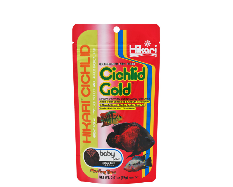 Hrana pentru ciclide mici, peleti plutitori, imbunatatirea coloritului, HIKARI CICHLID GOLD BABY, 57g