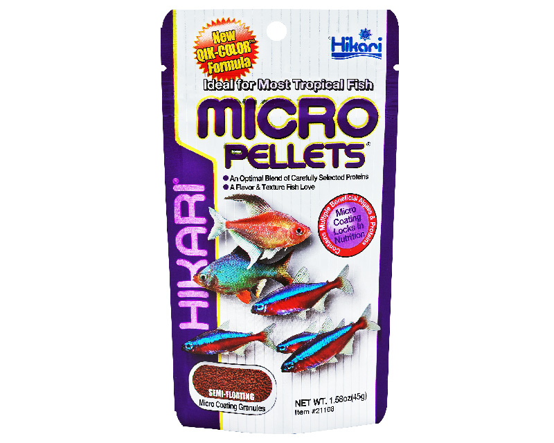 Hrana pentru pesti cu gura mica, Tetra, Tetrazona, Guppy, HIKARI MICRO PELLETS,  45g