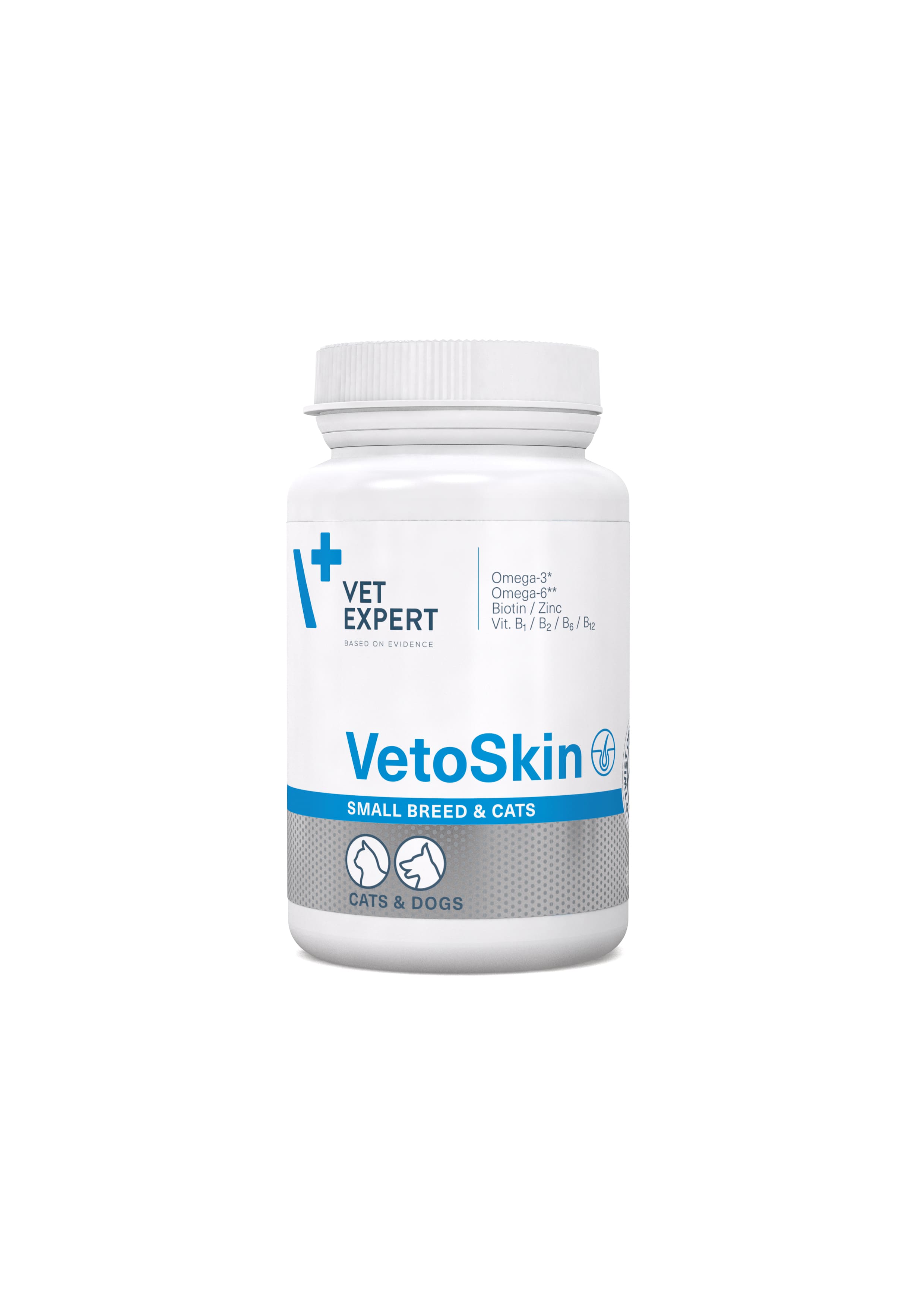 Supliment pentru tratarea afectiunilor dermatologice, la caini si pisici, talie mica, VetoSkin Twist OFF, VetExpert, 60 capsule