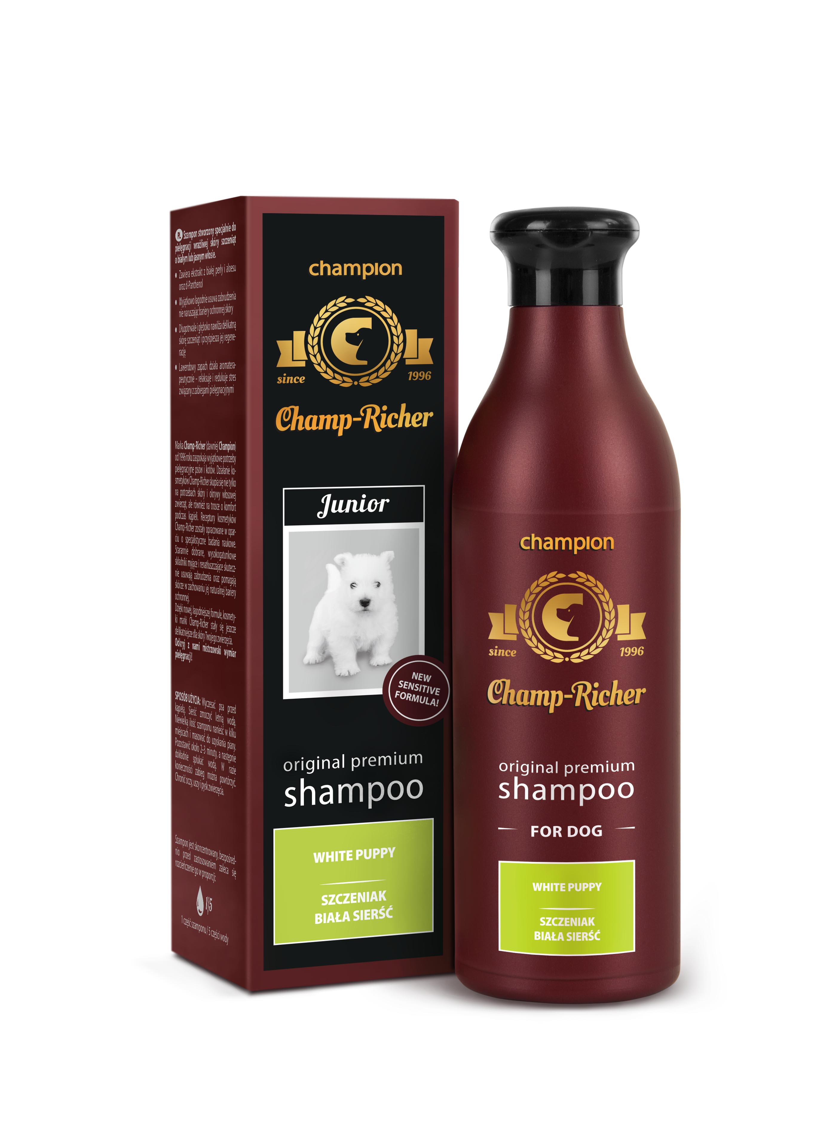 Sampon CHAMP RICHER pentru CATELUSI cu BLANA ALBA, 250 ml