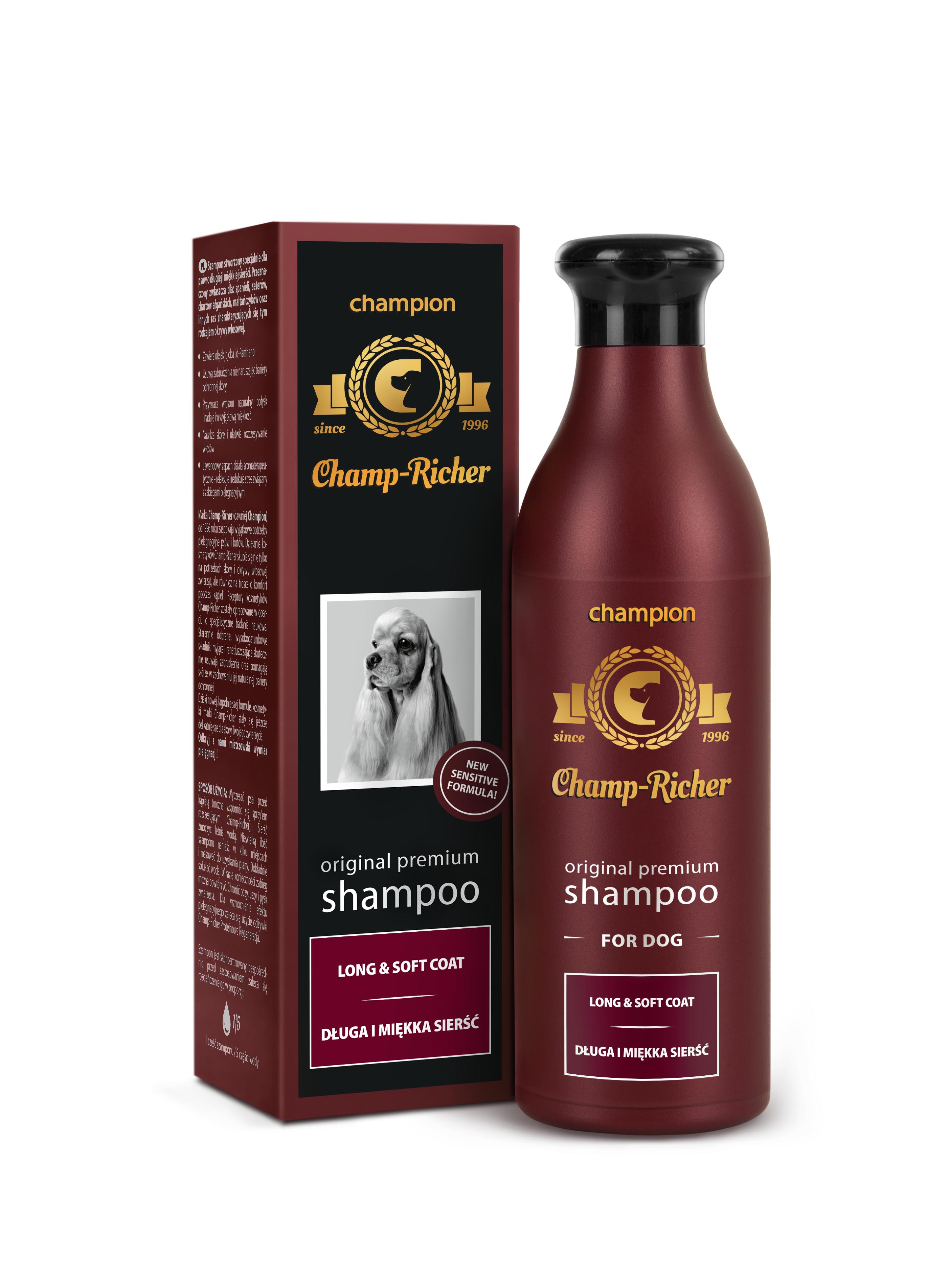Sampon CHAMP RICHER pentru CAINI cu BLANA LUNGA SI MATASOASA, 250 ml