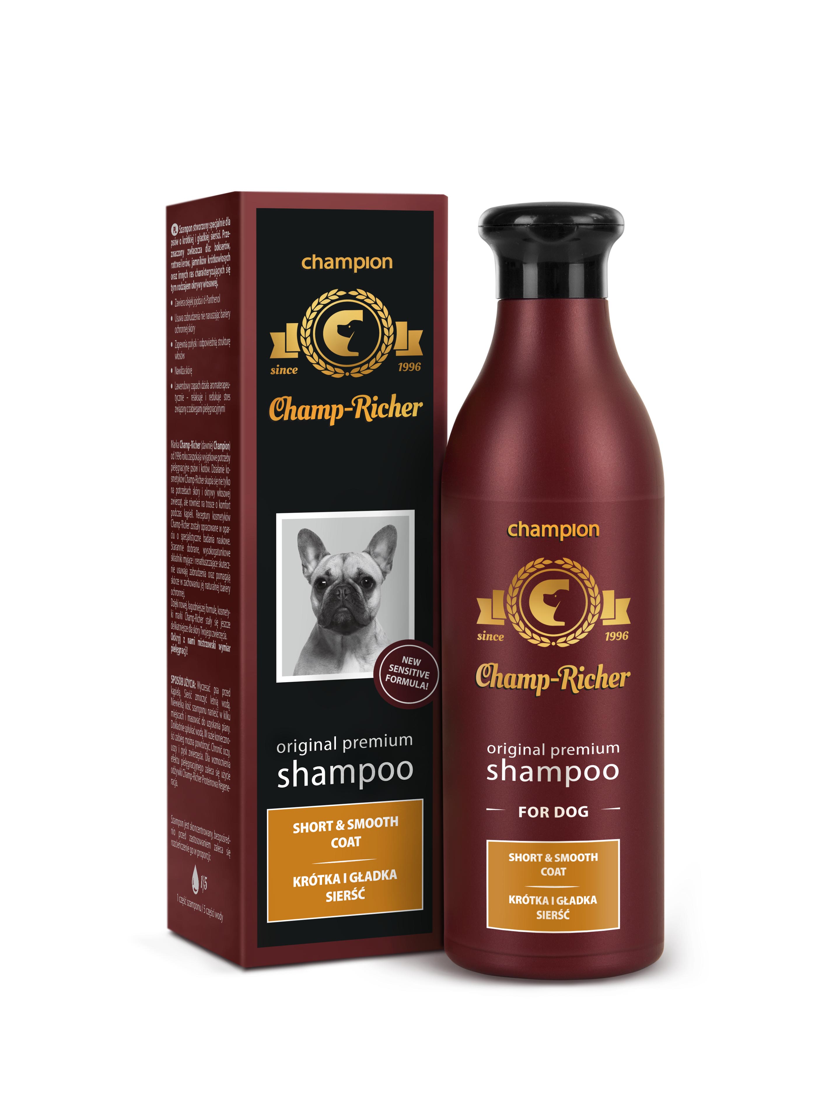 Sampon CHAMP RICHER pentru CAINI cu BLANA SCURTA SI MATASOASA, 250 ml