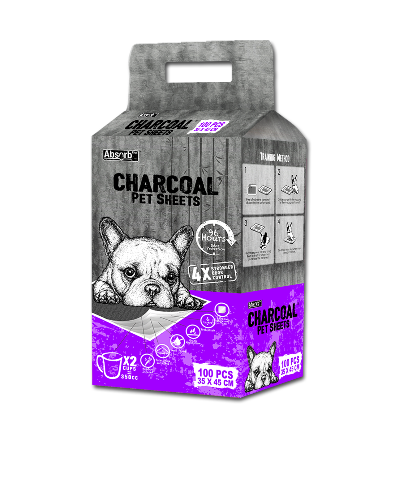Covorase Absorbante ABSORB PLUS CHARCOAL Medium 35x45cm, 96h, Pachet 100 Buc