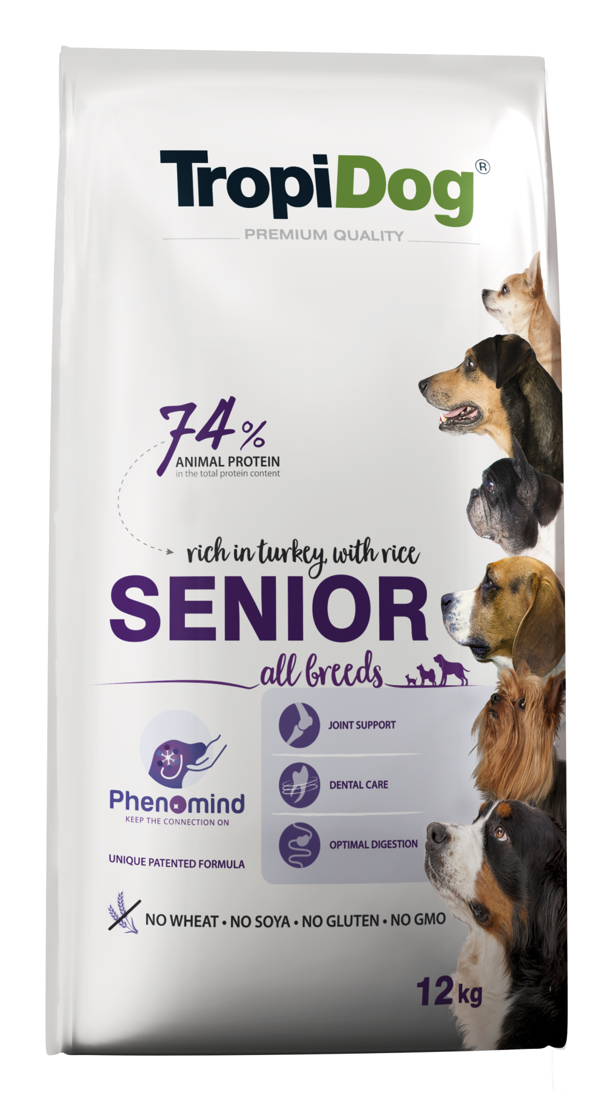 Hrana uscata pentru caini TropiDog,Premium SENIOR, 12kg