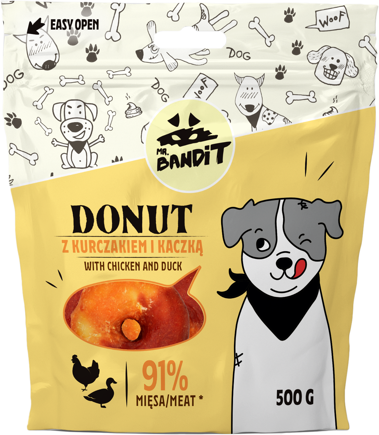 Recompense pentru caini Mr. Bandit Donut, pui si rata, 500 g