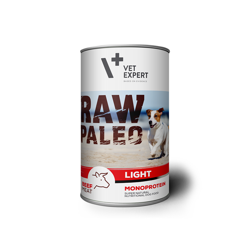 Hrana umeda pentru caini, RAW PALEO Light, vita,conserva monoproteica,  400 g