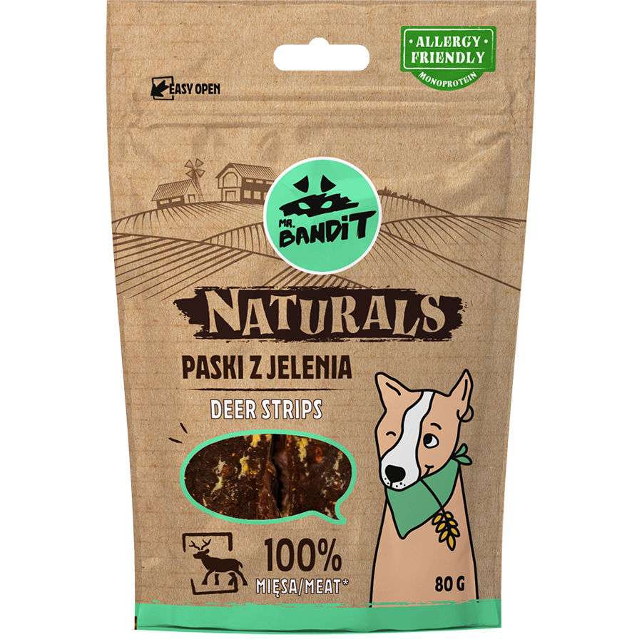 Recompense pentru caini Mr. Bandit Natural, cerb, 80g