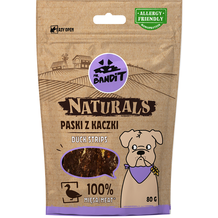 Recompense pentru caini Mr. Bandit Natural, rata, 80g