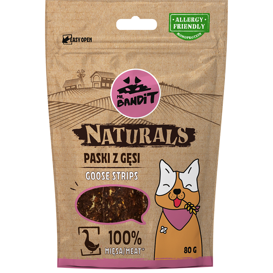 Recompense pentru caini Mr. Bandit Natural, gasca, 80g