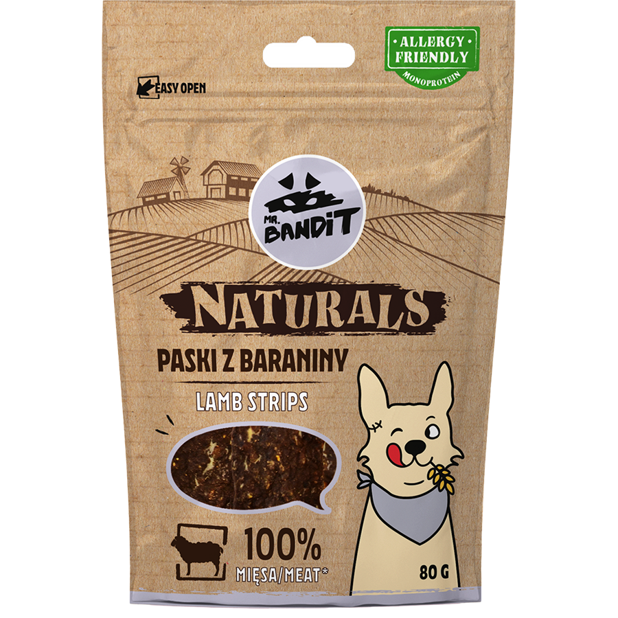 Recompense pentru caini Mr. Bandit, miel, 80g