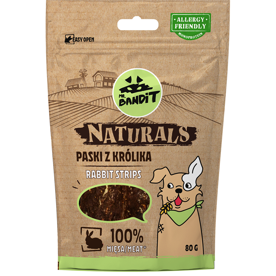 Recompense pentru caini Mr. Bandit Natural, iepure, 80g