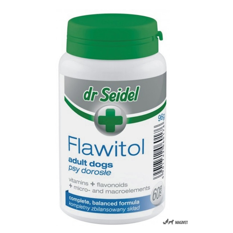 Complex cu vitamine, flavonoide, micro- și macroelemente pentru caini, FLAWITOL Adult, Dr. Seidel, 60 Tablete