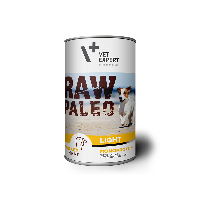 Hrana umeda pentru caini, RAW PALEO Light, conserva monoproteica, curcan, 400 g