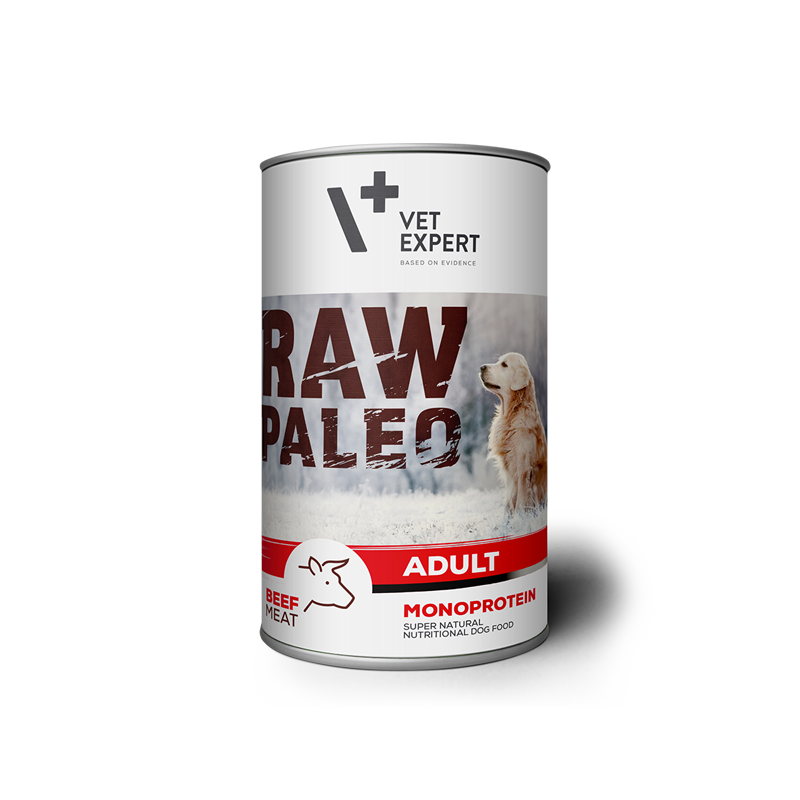 Hrana umeda pentru caini, RAW PALEO, conserva monoproteica, adult, carne de vita, 400 g