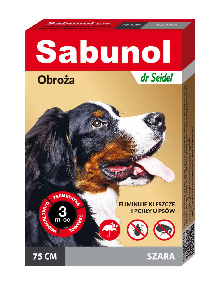 Zgarda antiparazitara caini, SABUNOL DOG GPI, 25-50 kg, gri, 75 cm