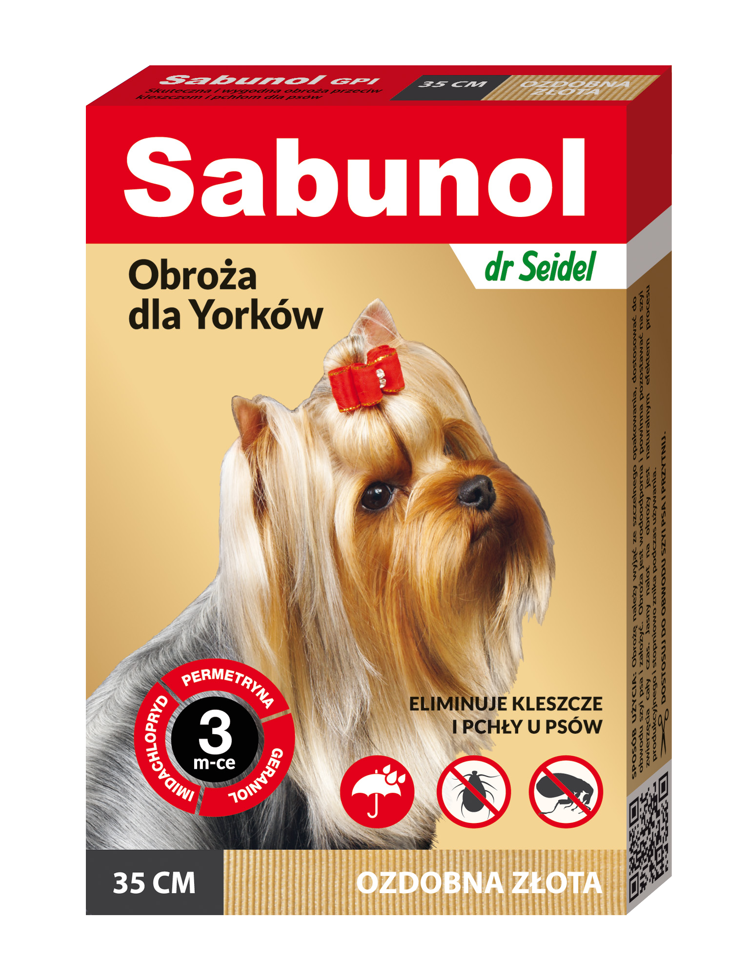 Zgarda antiparazitara caini, SABUNOL DOG GPI, 2-10 kg, gold, 35 cm