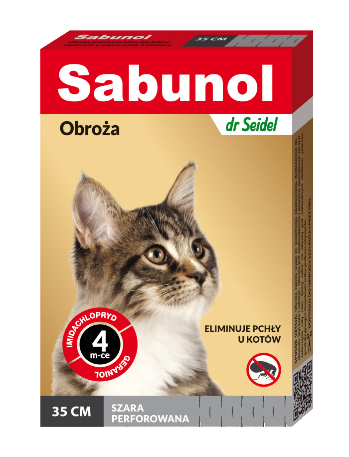 Zgarda antiparazitara pisici, SABUNOL CAT, gri, 35 cm