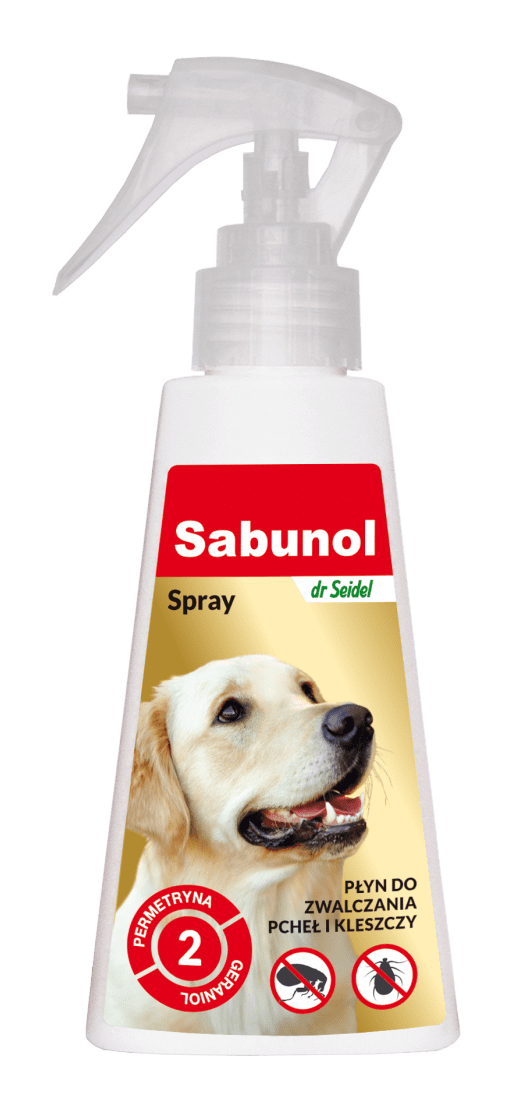 Soluție pentru câini, împotriva puricilor și căpușelor, SABUNOL DOG, SPRAY 100 ml