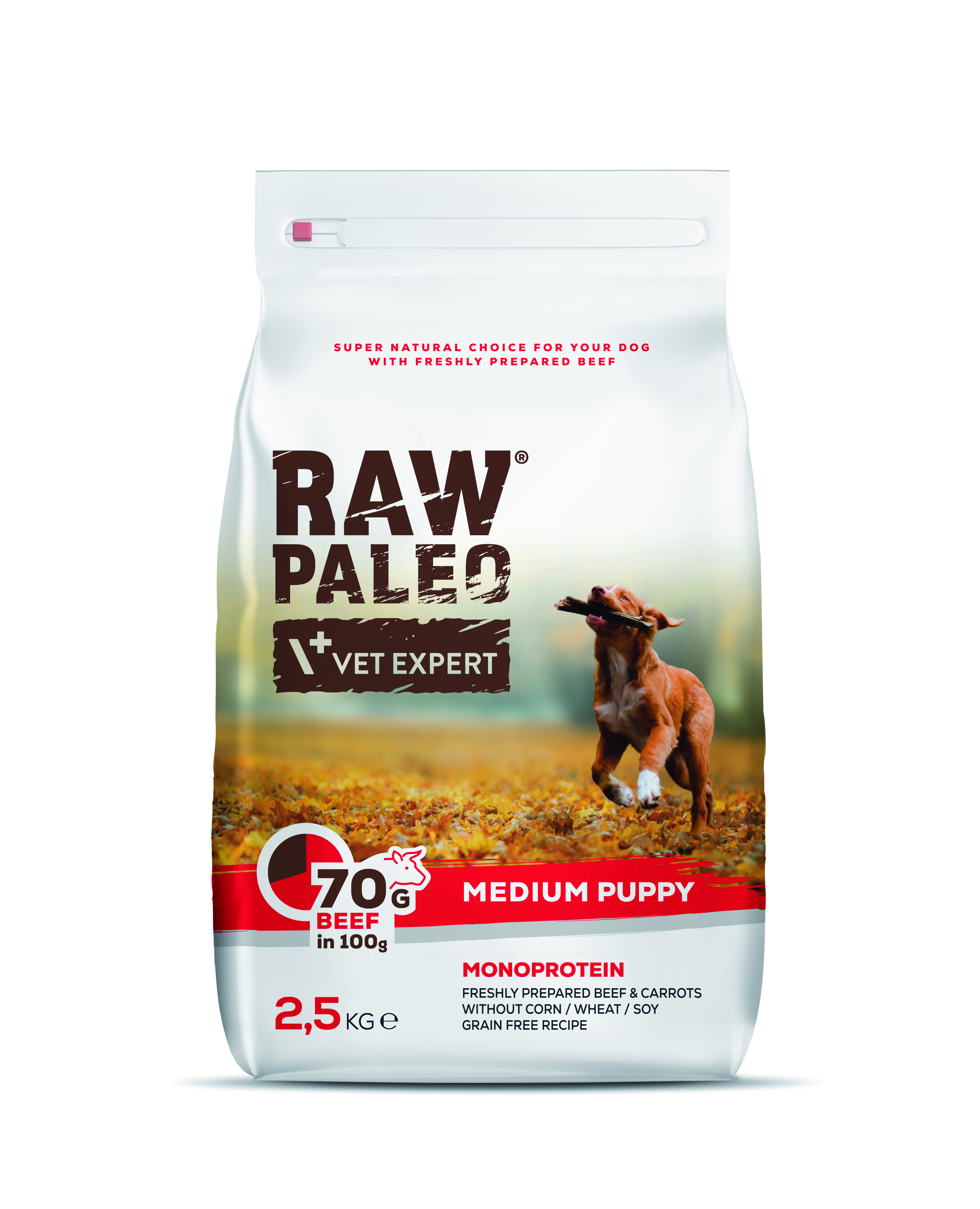 Hrana uscata, RAW PALEO VITA, puppy, rase medii, 2.5 kg
