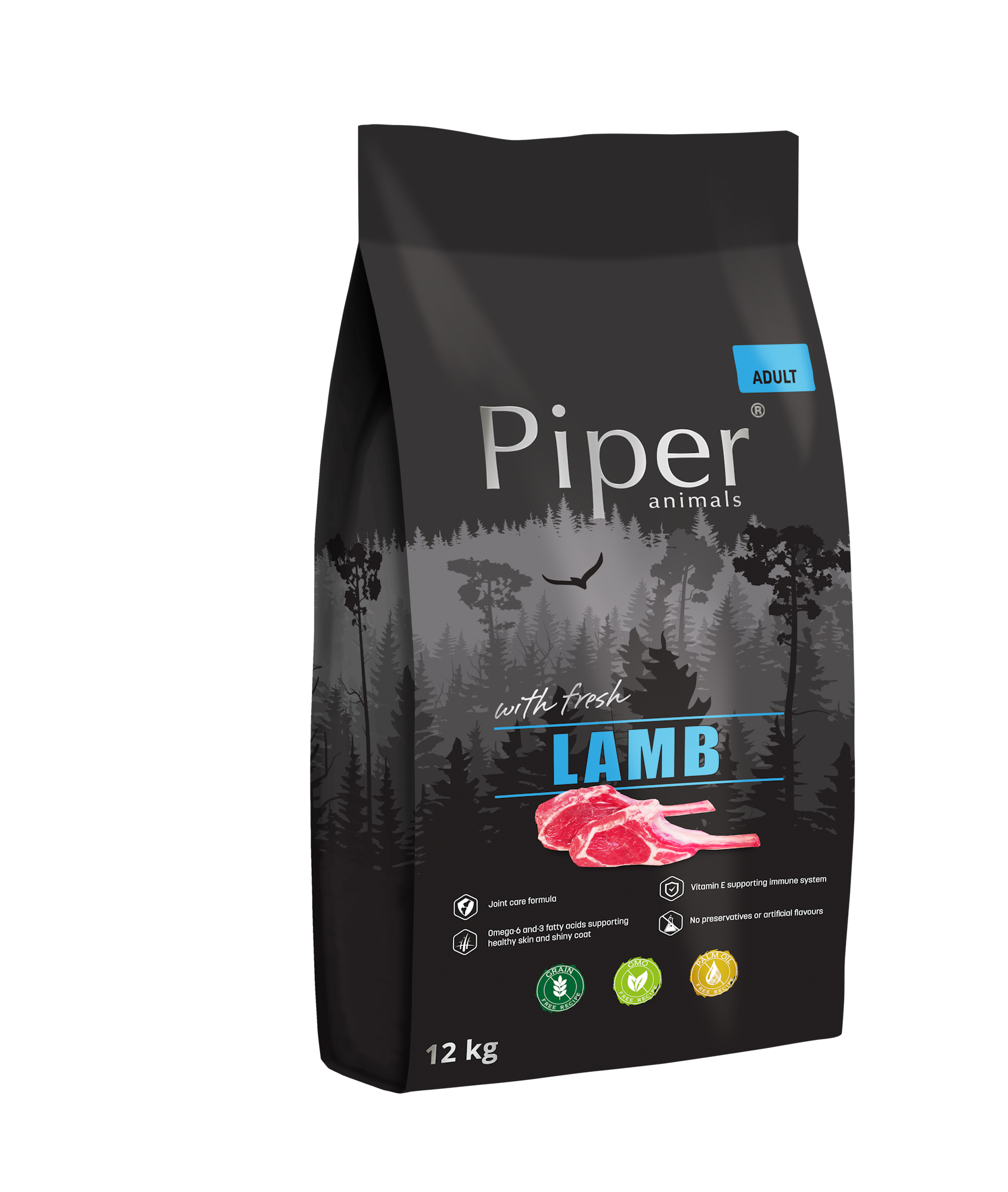 Hrana uscata pentru caini, Piper, adult, miel, 12 kg