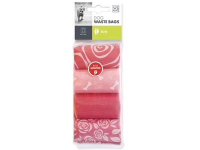 Pungi igienice pentru caini M-PETS, trandafiri, 4 x 15 buc