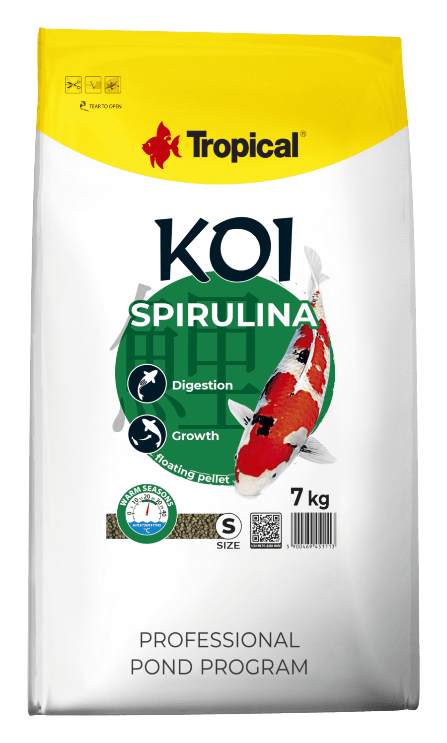 Hrana pentru pesti KOI, TROPICAL Fish, SPIRULINA, pellet S- 7KG