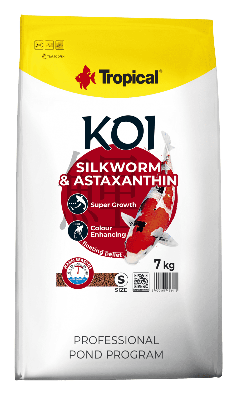 Hrana pentru pesti KOI, TROPICAL Fish, viermi de matase si astaxantina, pellet S-1.5 KG