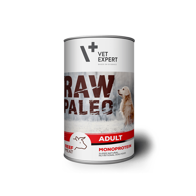 Hrana umeda pentru caini, RAW PALEO Adult, vita,conserva monoproteica,  800 g
