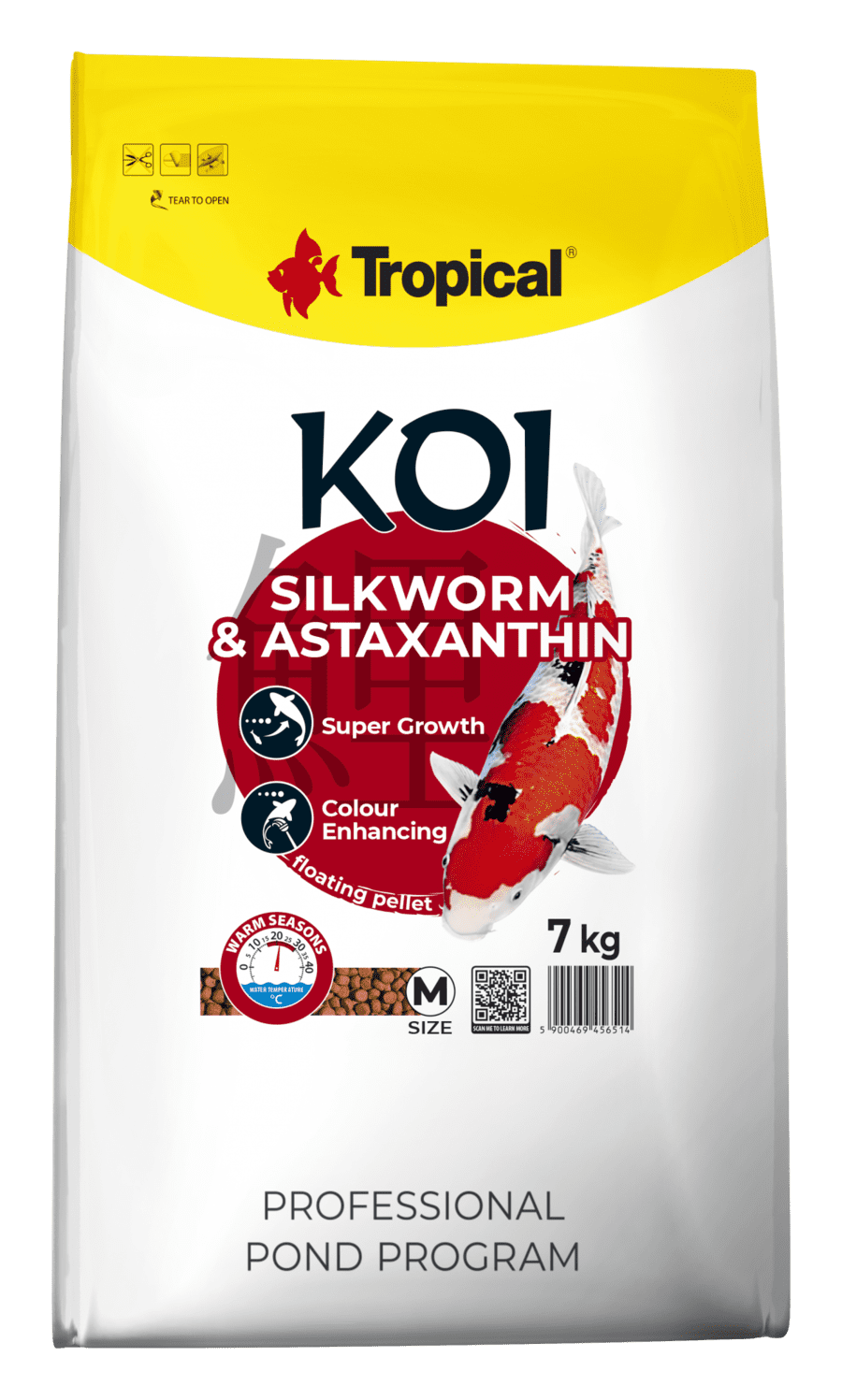 Hrana pentru pesti KOI, TROPICAL Fish, viermi de matase si astaxantina, pellet M- 7KG
