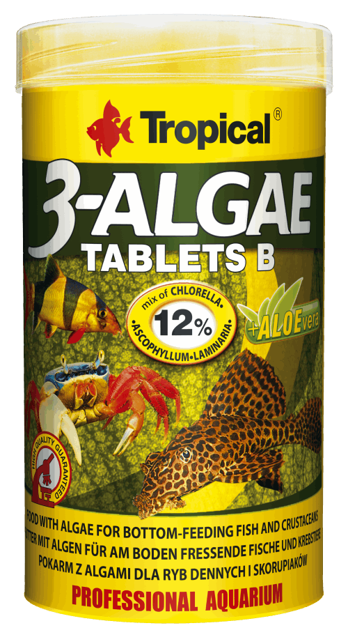 Hrana pentru pesti de apa dulce si marini, TROPICAL, 3-ALGAE TABLETS B, 250ML/150G