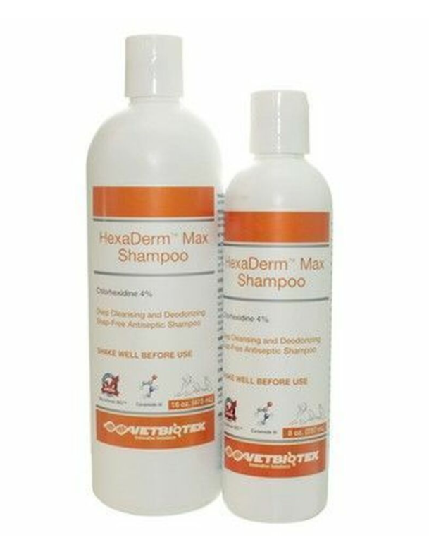 Sampon  antiseptic pe baza de clorhexidina 4%, Hexaderm Max,  VetBiotek, 474 ml