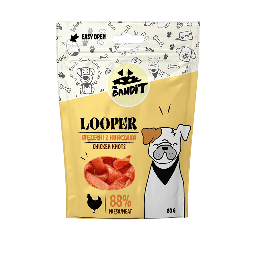 Recompense pentru caini Mr. Bandit LOOPER, pui, 80 g