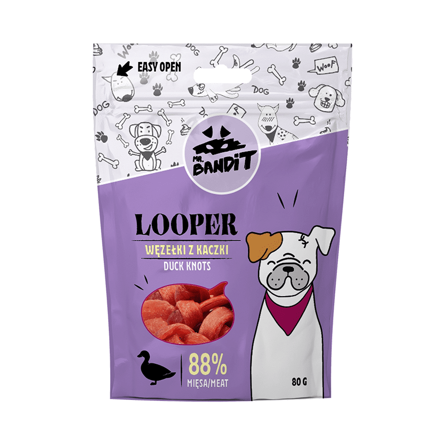 Recompense pentru caini Mr. Bandit LOOPER, rata, 80 g