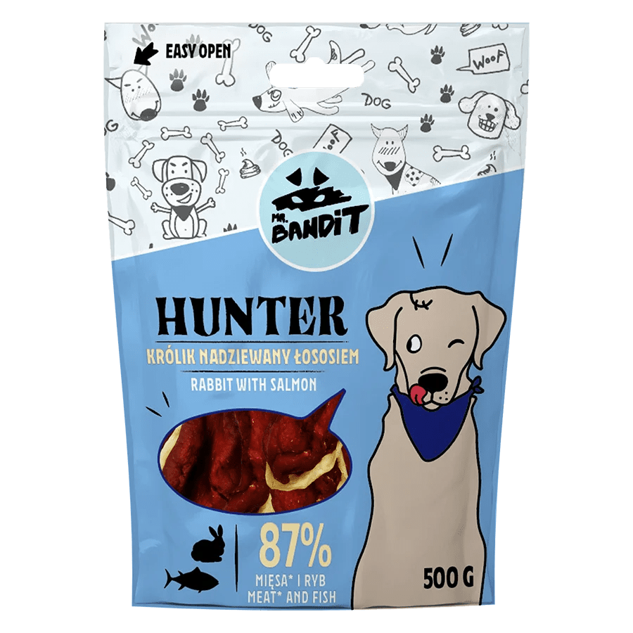 Recompense pentru caini Mr. Bandit HUNTER, iepure si peste, 500 g