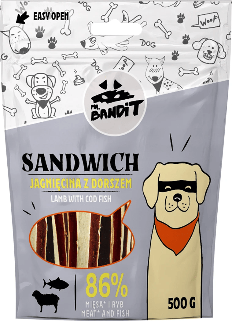 Recompense pentru caini  Mr. Bandit SANDWICH lamb 500g