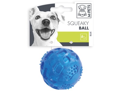 Minge pentru caini SQUEAKY M-PETS, albastra Ø 6.3 cm