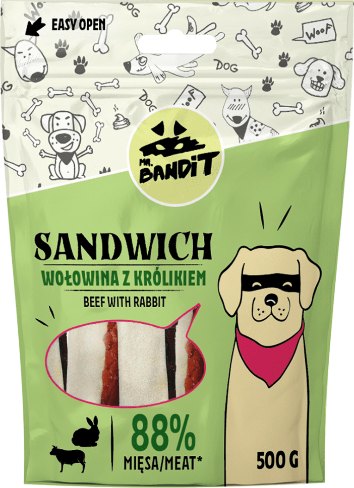 Recompense pentru caini  Mr. Bandit SANDWICH with rabbit 500g
